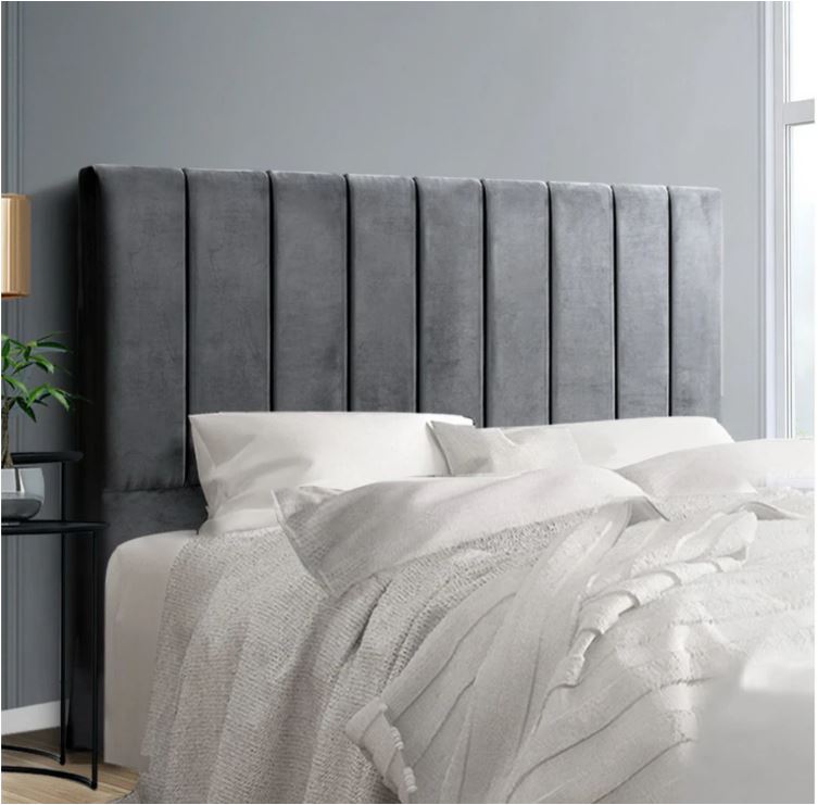 VELA Bed Head Headboard King Velvet – Grey