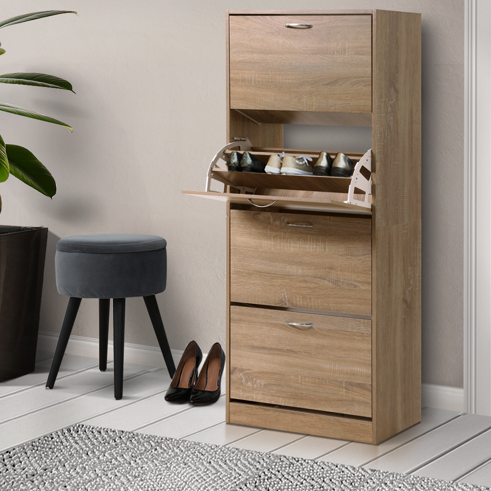 Eddie Shoe Cabinet 60 Pairs 4 Doors - Wood