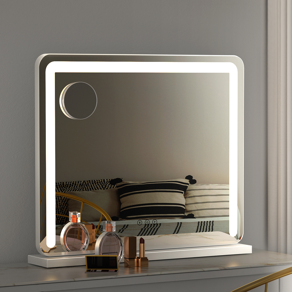 Makeup Mirror 50 x 60cm with LED Light Tabletop – White