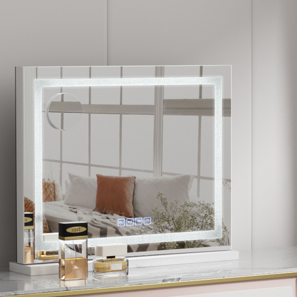 Makeup Mirror 58 x 46cm with LED Light Crystal and Bluetooth Speaker