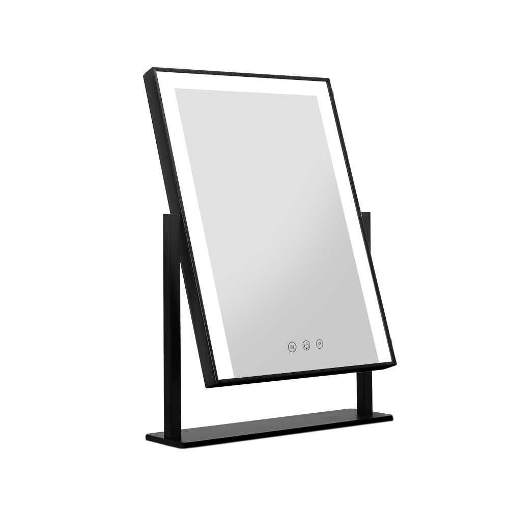 Makeup Mirror 30 x 40cm with LED Light Rotation - Black