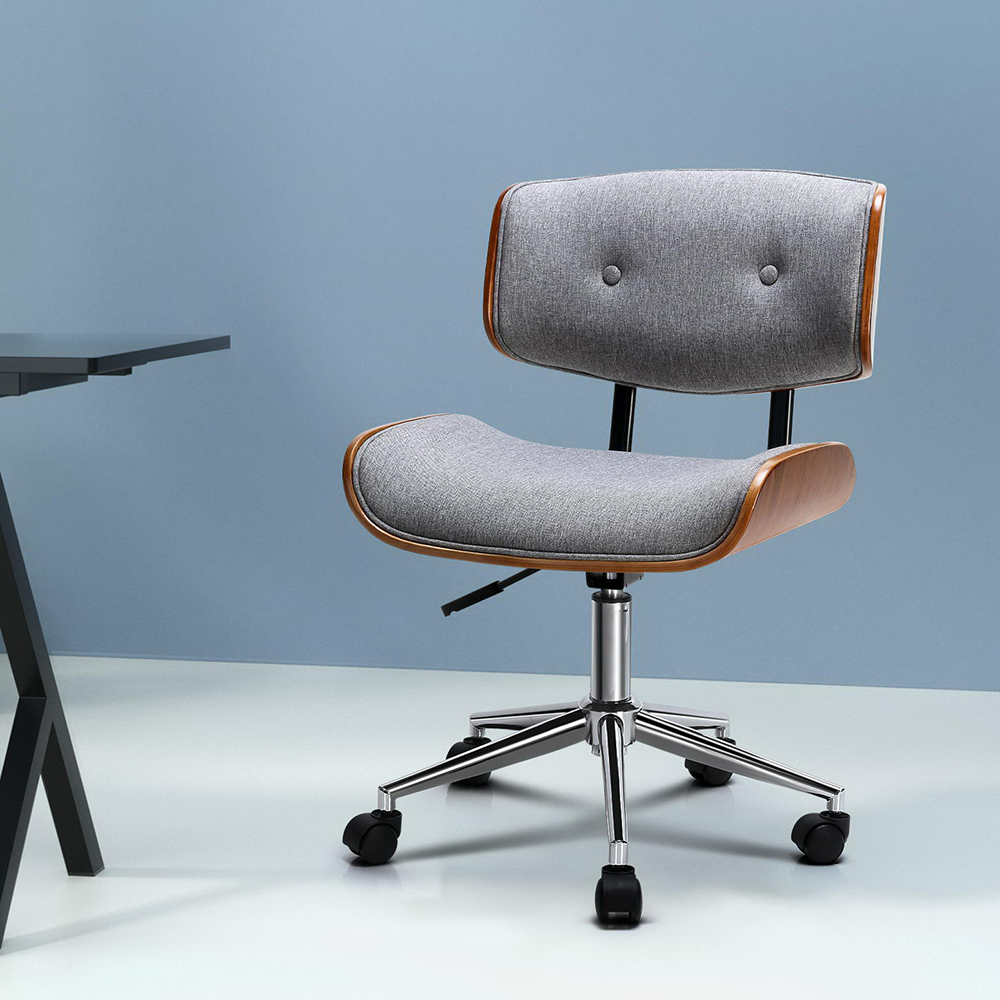 Icarus Wooden Office Chair Fabric – Grey
