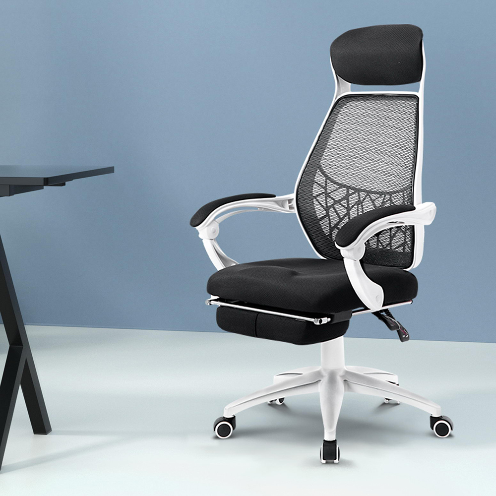 Mosaic Mesh Office Chair Recliner – Black and White