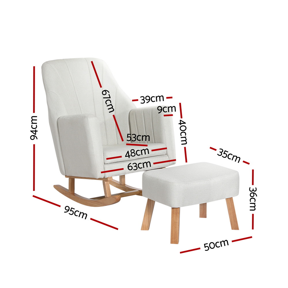 Jonah Rocking Armchair Linen Fabric - Beige