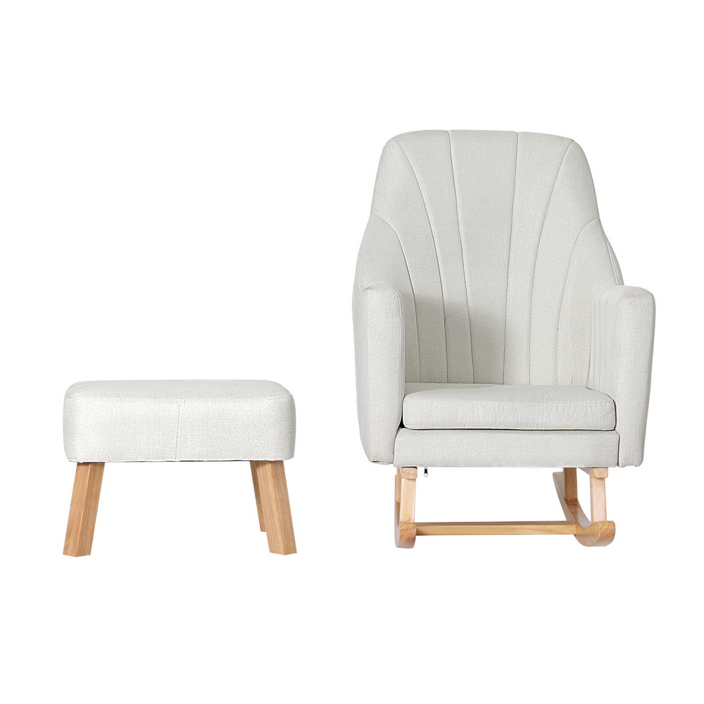Jonah Rocking Armchair Linen Fabric - Beige